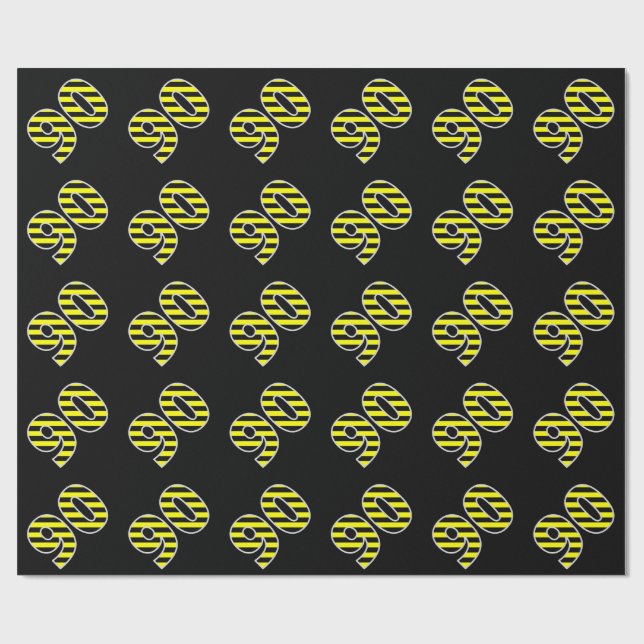 Papel De Regalo Negrita, Black & Yellow Stripes 90 Event # (Cumple (Superficie plana)