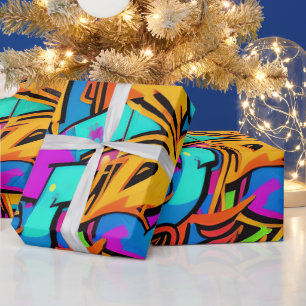 Papel De Regalo Negrita Colores Brillantes Graffiti Street Art Pat