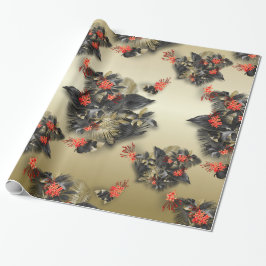 Papel De Regalo Negrita Foliage de Isla Tropical de Oro Exótico