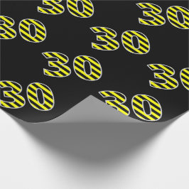 Papel De Regalo Negrita, franjas negras y amarillas 30 (cumpleaños
