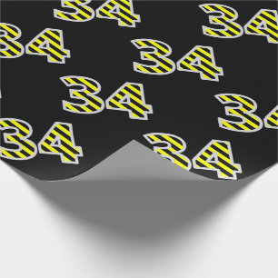 Papel De Regalo Negrita, franjas negras y amarillas 34 (cumpleaños