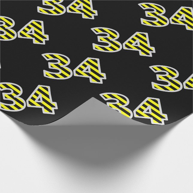 Papel De Regalo Negrita, franjas negras y amarillas 34 (cumpleaños (Esquina)