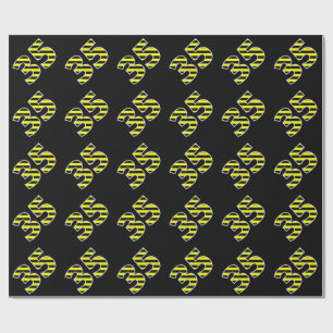 Papel De Regalo Negrita, franjas negras y amarillas 35 (cumpleaños