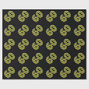 Papel De Regalo Negrita, franjas negras y amarillas 60 (cumpleaños