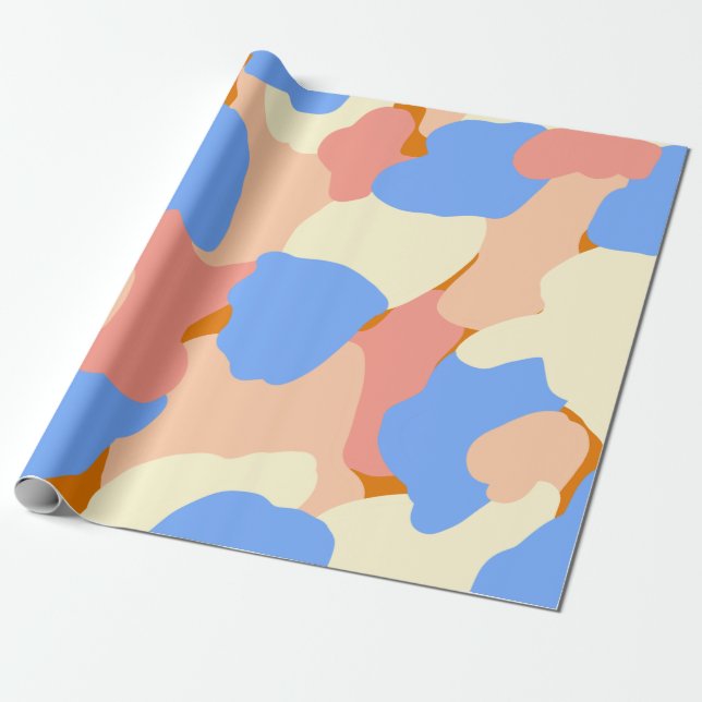 Papel De Regalo Negrita moderna Resumen Naranja rosa amarillo azul (Desenrollado)