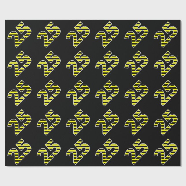 Papel De Regalo Negrita, negro y amarillo Stripes 25 (Cumpleaños) (Superficie plana)