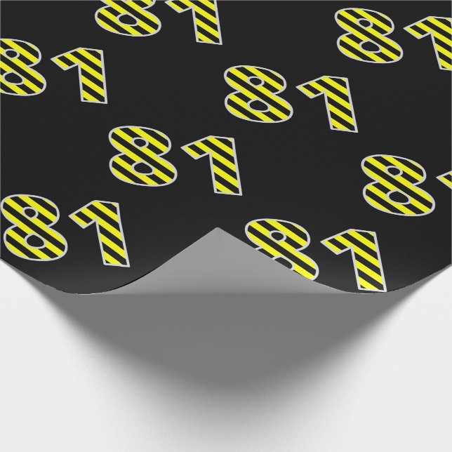 Papel De Regalo Negrita, negro y amarillo Stripes 81 Número de eve (Esquina)