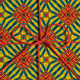 Papel De Regalo Negrita Resumen Hippie Rojo Amarillo Azul Tíbal