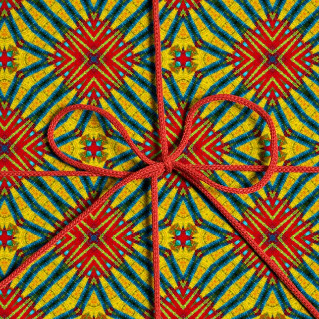 Papel De Regalo Negrita Resumen Hippie Rojo Amarillo Azul Tíbal (Subido por el creador)