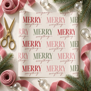 Papel De Regalo Negrita Todo Script Tipografía Rosa Verde Merry