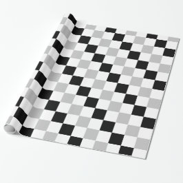 Papel De Regalo Negro a cuadros, blanco y gris