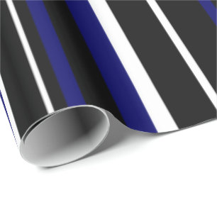 Papel De Regalo Negro, azul marino oscuro y raya blanca
