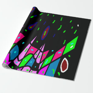 Papel De Regalo Negro con patrones azul verde rosa regalo fundido