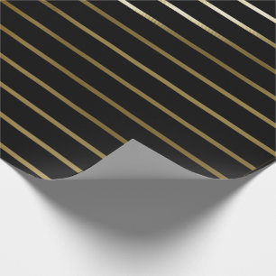 Papel De Regalo  negro con rayas  doradas