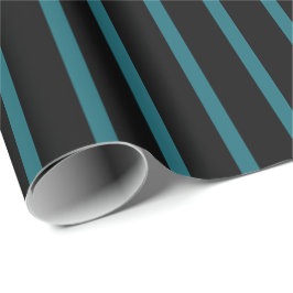 Papel De Regalo Negro con rayas turquesas
