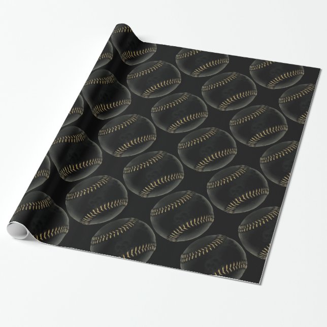 Papel De Regalo negro de béisbol (Desenrollado)