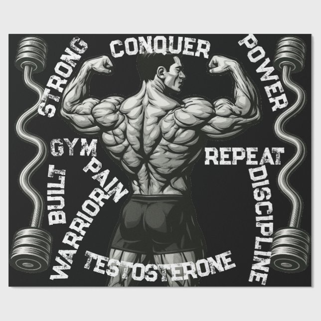 Papel de regalo negro de Gym Warrior (Superficie plana)