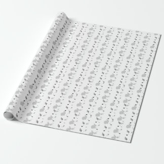 Papel De Regalo negro de la letra pequeña, blanco, conejito gris