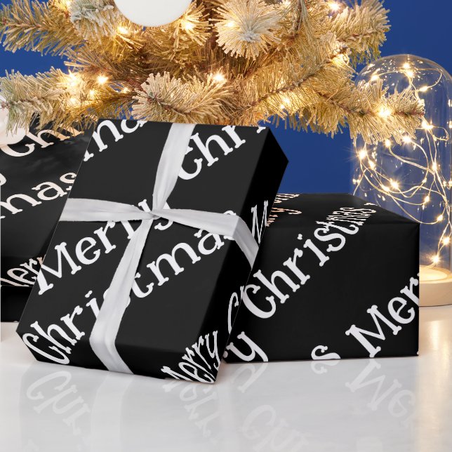 Papel de regalo negro de Navidad alegre (Vacaciones)
