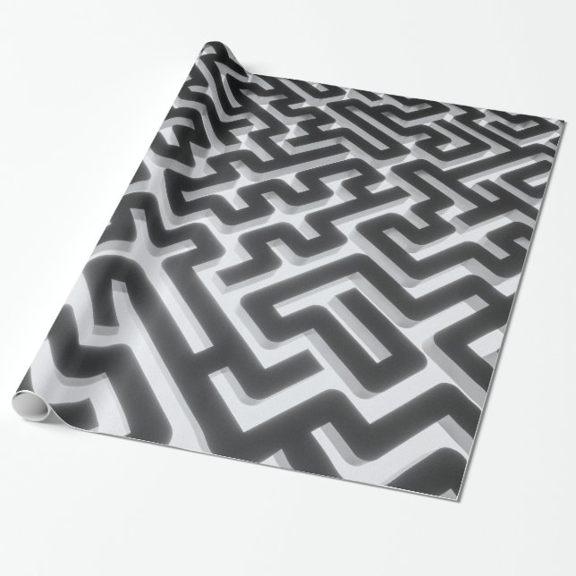 Papel De Regalo Negro de plata del laberinto (Desenrollado)