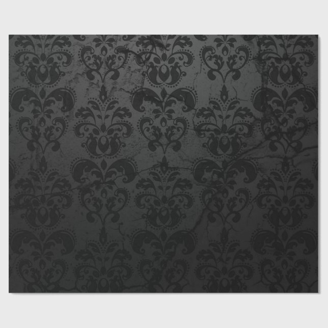 Papel de regalo negro del damasco (Superficie plana)