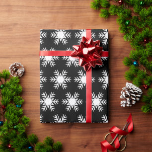 Papel De Regalo Negro del día de fiesta del navidad del copo de
