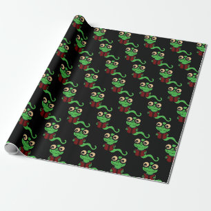 Papel De Regalo Negro del gusano de biblioteca feliz