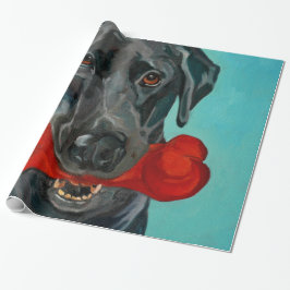 Papel de regalo negro del retrato de Labrador