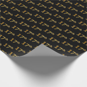Papel De Regalo Negro, Dorado Falso 17º (Decimoséptimo) Evento