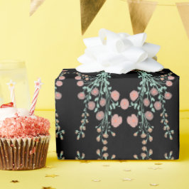 Papel De Regalo Negro Elegante Con Rosa