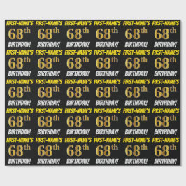 Papel De Regalo Negro, Faux/Imitation Gold, "68th BIRTHDAY"