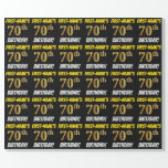 Papel De Regalo Negro, Faux/Imitation Gold, "70th BIRTHDAY"<br><div class="desc">Este diseño de papel envolvente incluye un mensaje como "¡CUMPLEAÑOS 70 DE PRIMER NOMBRE!", mientras que el "70" tiene un aspecto de color falso/imitación de color dorado, y con el nombre y el "CUMPLEAÑOS" en un tipo de letra divertido y audaz. El nombre es personalizable, y el fondo es negro...</div>