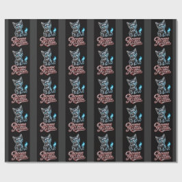 Papel de regalo negro gatito cromo