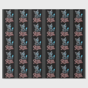 Papel de regalo negro gatito cromo