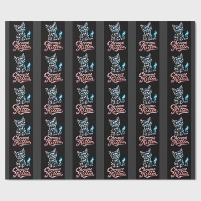 Papel de regalo negro gatito cromo (Superficie plana)