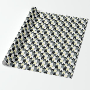 Papel De Regalo Negro, gris, chevron amarillo