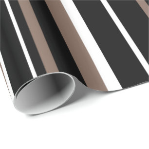 Papel De Regalo Negro, marrón taupe y raya blanca