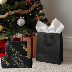 Papel de regalo negro mate elegante