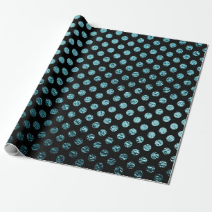 Papel De Regalo Negro metálico verde azulado de los lunares vidri