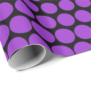 Papel De Regalo Negro moderno del lunar púrpura