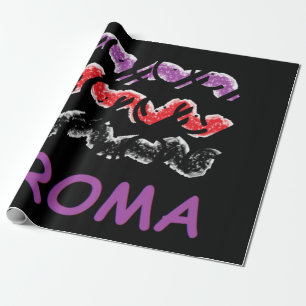 Papel De Regalo Negro morado con la moda de arriba del texto funky