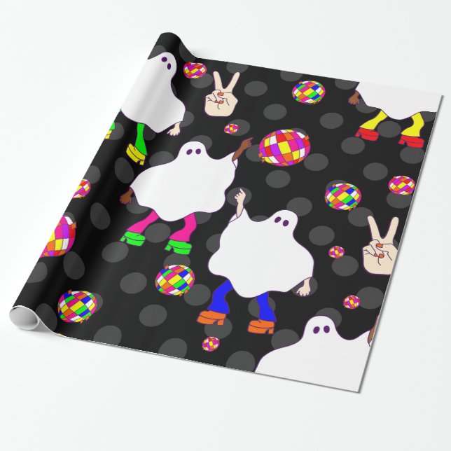 Papel De Regalo negro negro negro de disco halloween (Desenrollado)