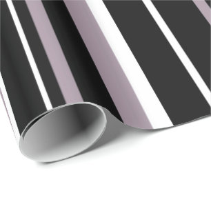 Papel De Regalo Negro, Niebla Marina Púrpura y Raya Blanca
