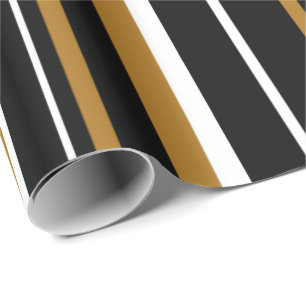 Papel De Regalo Negro, Oro Mate, y Franja de Código de Barras Blan