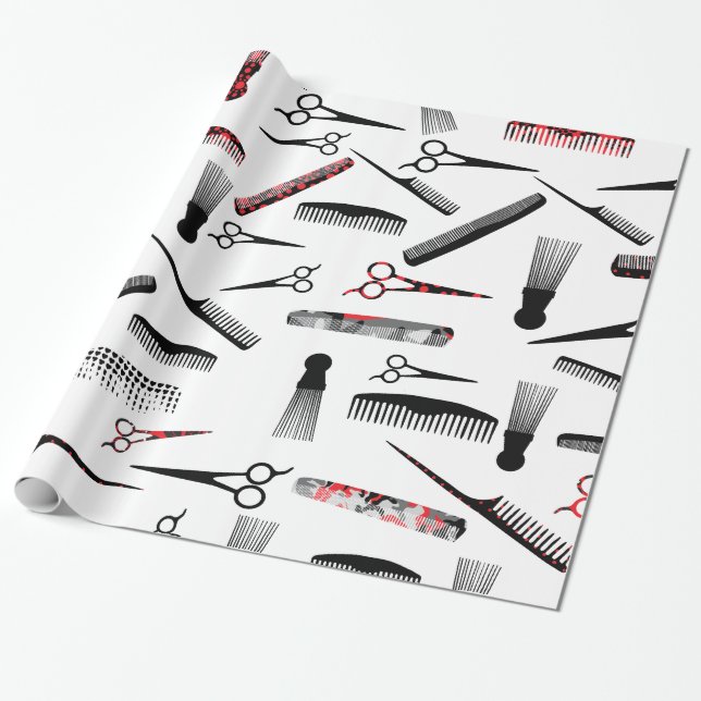 Papel De Regalo Negro rojo del pelo natural (Desenrollado)