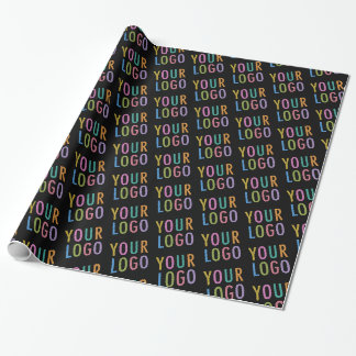 Papel de regalo negro rollo logotipo de la empresa