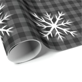 Papel De Regalo Negro rústico, cuadros escoceses grises - copo de