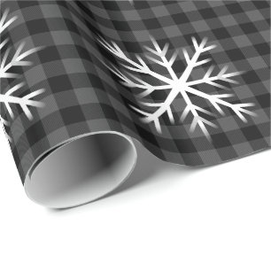 Papel De Regalo Negro rústico, cuadros escoceses grises - copo de 