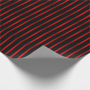 Papel De Regalo Negro simple con franjas rojas audaces alineadas