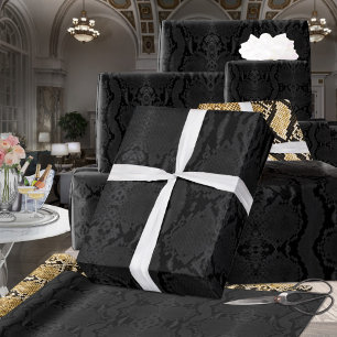 Papel De Regalo Negro Sobre Negro Exótico Boa Constrictor Piel de 